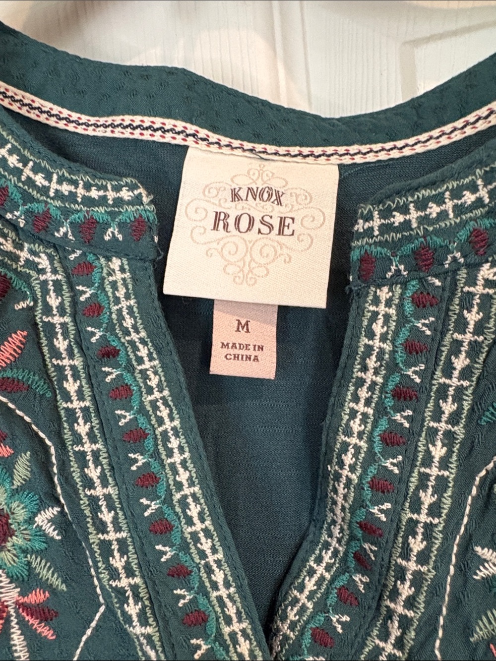 Knox Rose Teal Embroidered Sleeveless Camisole with Pink & White Accents - Picture 2 of 4